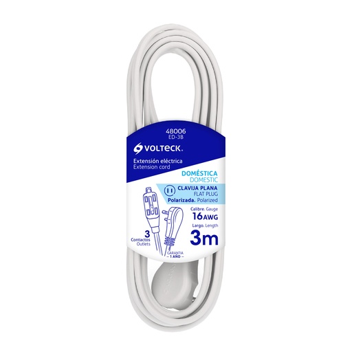 [HC44555] VOLTECH EXTENSION ED-3B 3M VOLTECH ELECTRICA DOMESTICA BLANC