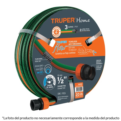 [HC47853] TRUPER MANGUERA 3 CAPAS MAN-15X1/2RE15M CONEX PLASTICO 1/2