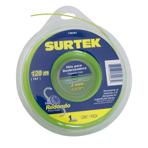 [HC50679] SURTEK HILO P/DESBROZADORA    2.0MMX120MT REDONDO DOB BLISTE