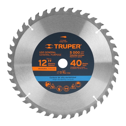 [HC47946] TRUPER DISCO SIERRA CIRCULAR  12" 40DTESX1" ST-1240E