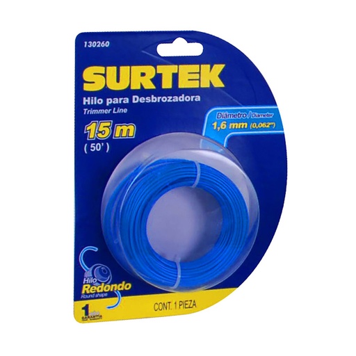 [HC50582] SURTEK HILO P/DESBROZADORA    1.65MMX15MT REDONDO BLISTER