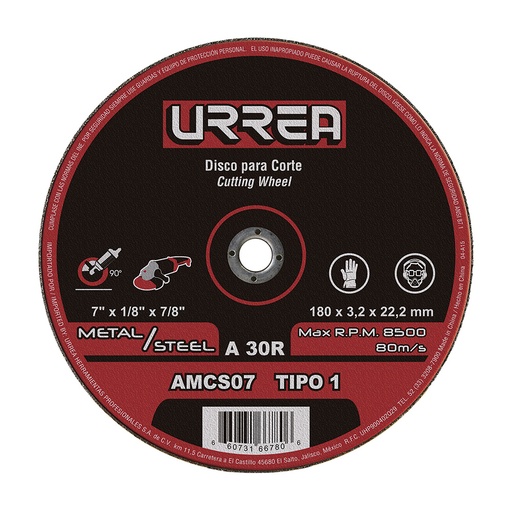 [HC50666] URREA DISCO ABRAS CTE METAL 7" PLANO