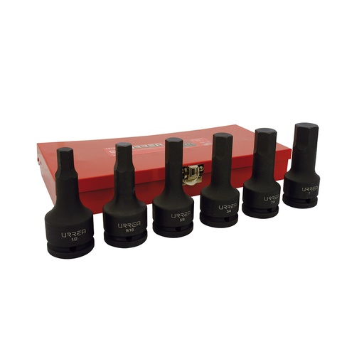 [HC52782] URREA JGO 6PZ DADO IMP STD HEX 3/4