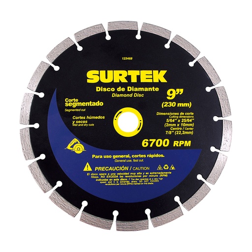 [HC51876] SURTEK DISCO DIAMAN 9" CTE SEGMENTADO